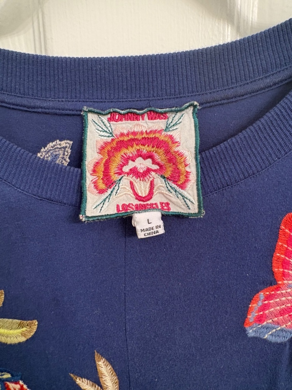 Johnny Was dress, L, sky blue with embroidery - Picture 3 of 6